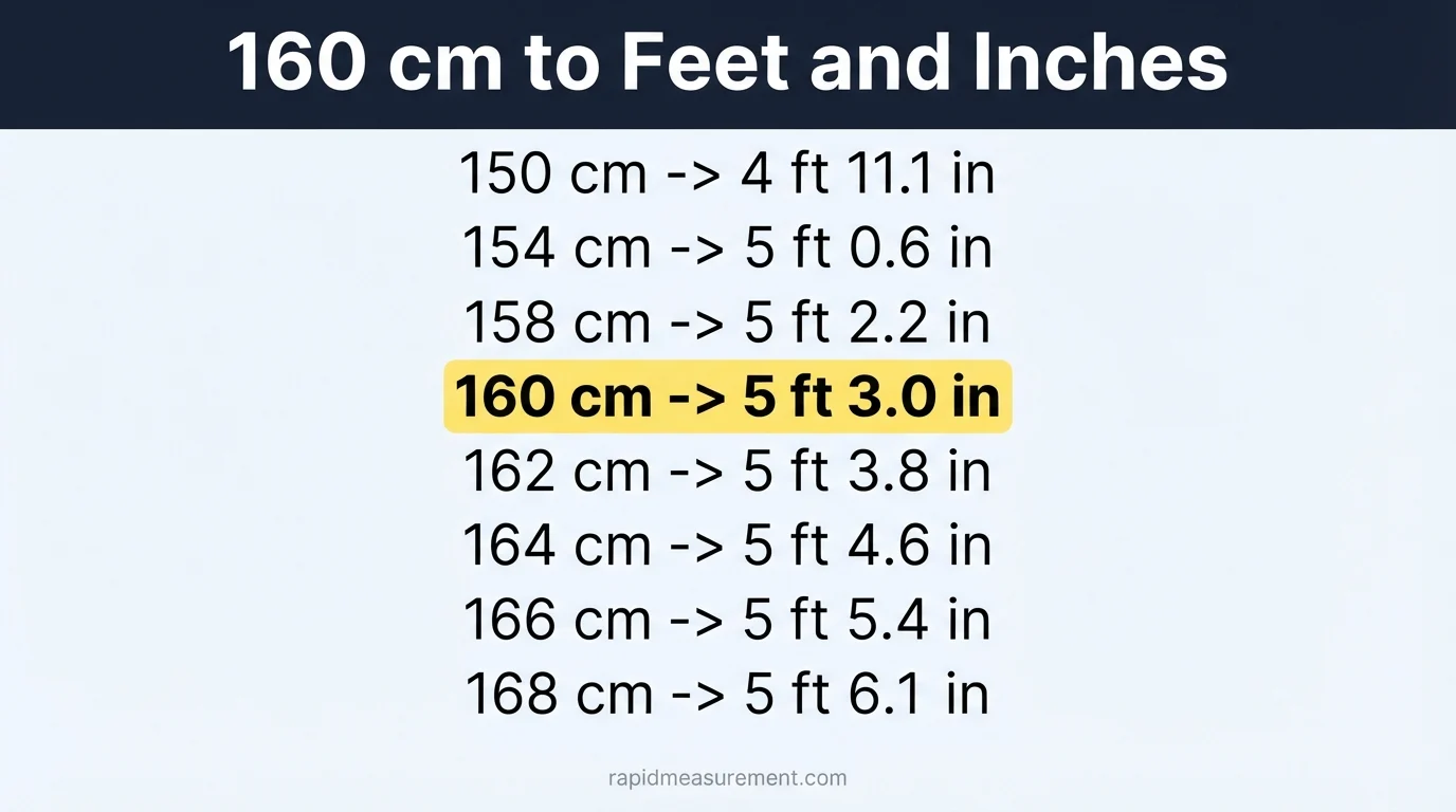 160 cm to feet conversion chart from 150 cm to 180 cm 160 cm to feet conversion chart from 150 cm to 180 cm