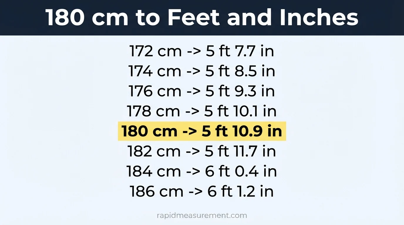 180 cm to feet conversion chart from 170 cm to 200 cm 180 cm to feet conversion chart from 170 cm to 200 cm