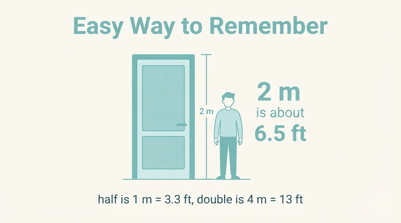 Tall doorway showing that 2 meters is about 6.5 feet
