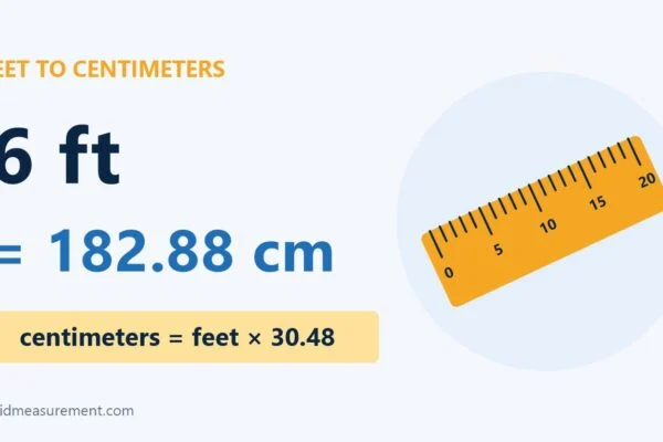 6 feet to cm conversion: 6 ft = 182.88 cm