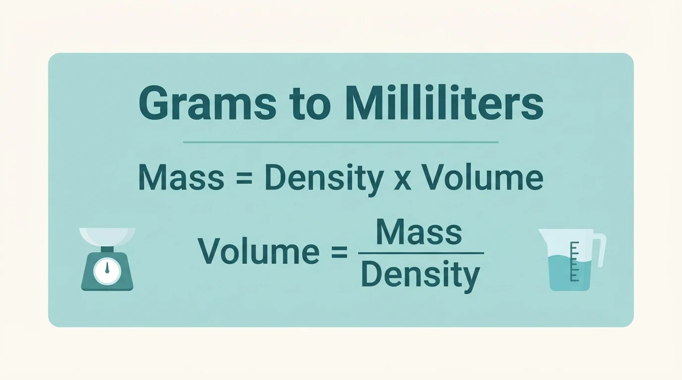 Formula card: mass equals density times volume, and volume equals mass divided by density